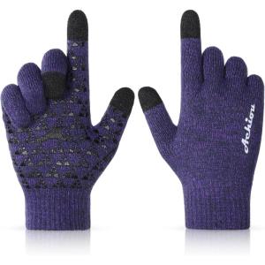 Achiou Winter Gloves, Glove for Men Women, Upgraded Touch Screen Texting Warm Running with Thermal Soft Knit Lining(Purplesauce)