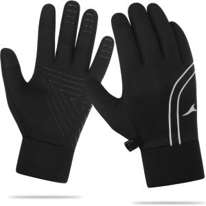 Achiou Winter Running Gloves for Men Women,Lightweight Touchscreen Liners Thermal Warm Gloves for Cycling,Driving, Hiking, Walking, Texting(Black)