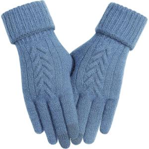 Achiou Women Winter Gloves, Touch Screen Texting Gloves, Elastic Soft Warm Knit Lined, One Size(Blue)