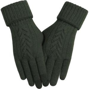 Achiou Women Winter Gloves, Touch Screen Texting Gloves, Elastic Soft Warm Knit Lined, One Size(Green)