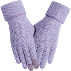 Achiou Women Winter Gloves, Touch Screen Texting Gloves, Elastic Soft Warm Knit Lined, One Size(Purple)