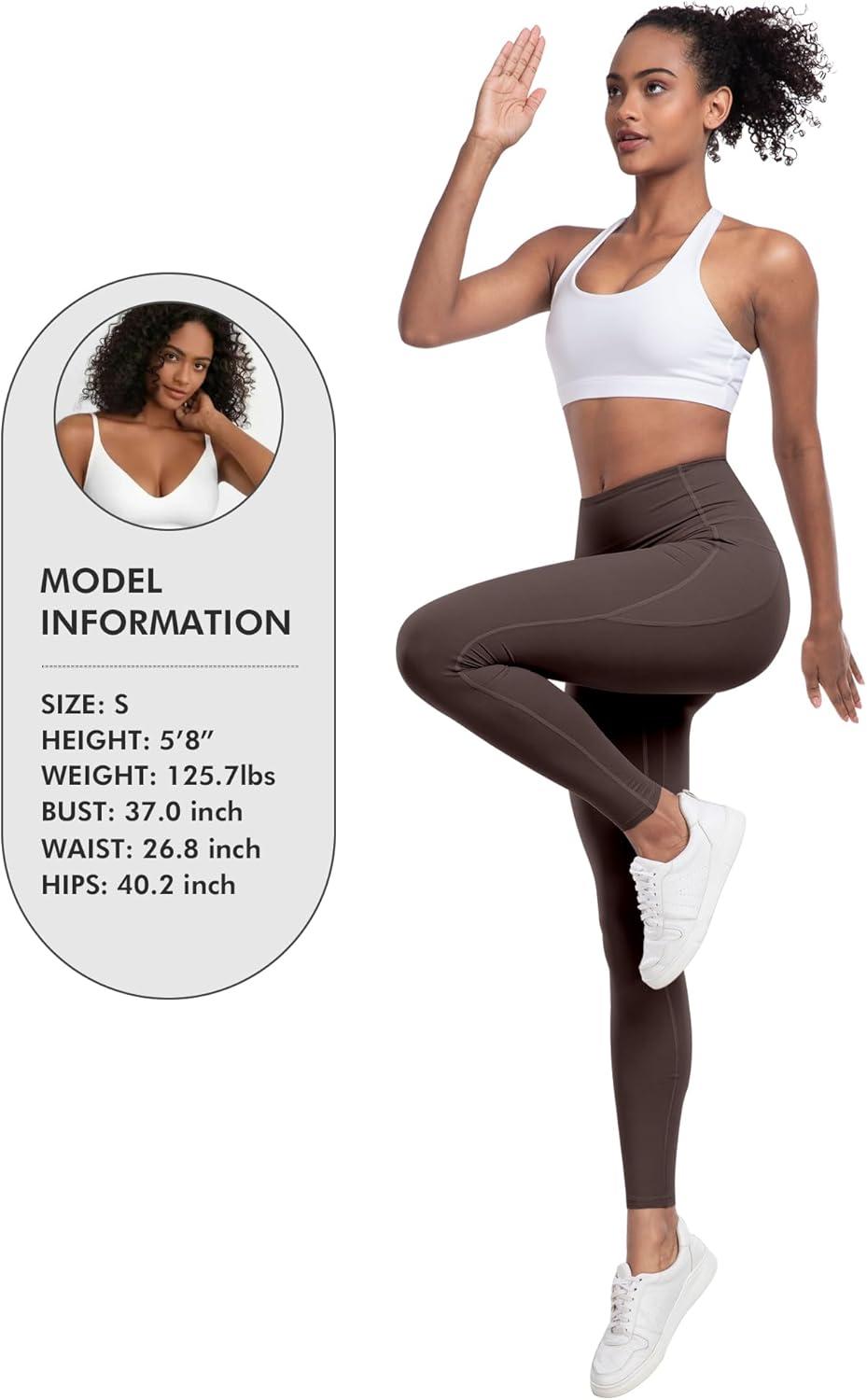imageLZYVOO Leggings with Pockets for Women 6 Packs Soft High Waisted Tummy Control Workout Yoga PantsBlack black black gray brown cassis
