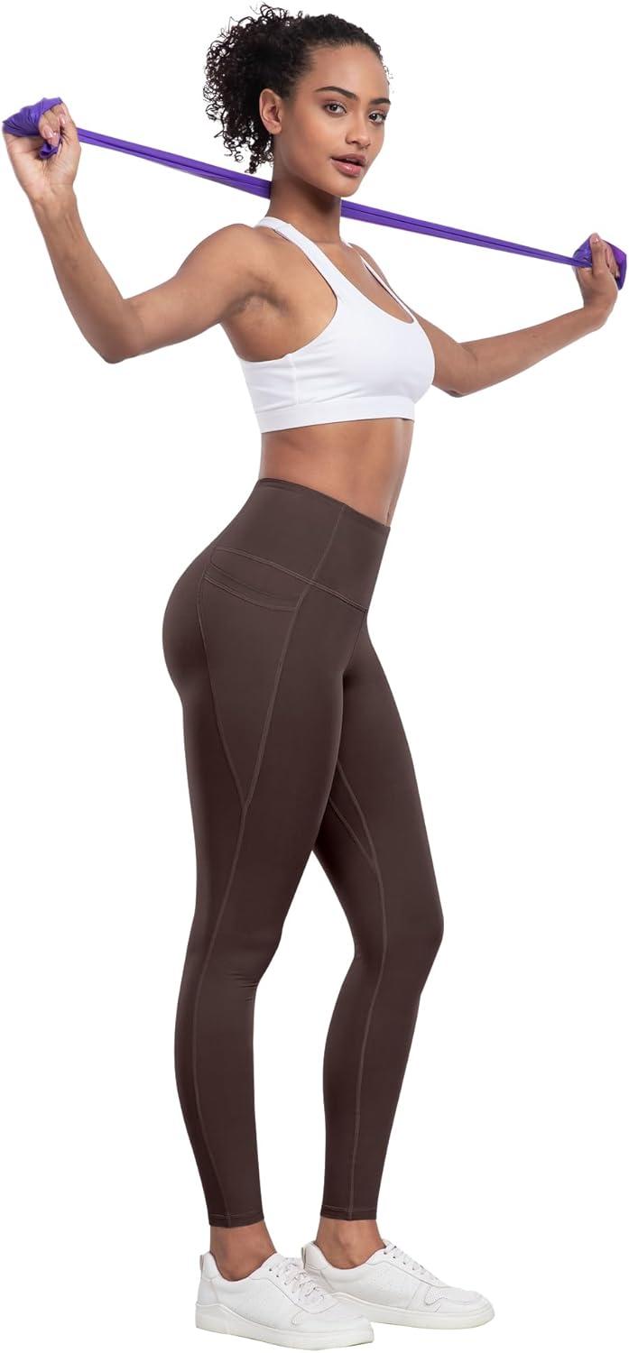 imageLZYVOO Leggings with Pockets for Women 6 Packs Soft High Waisted Tummy Control Workout Yoga PantsBlack black black gray navy brown