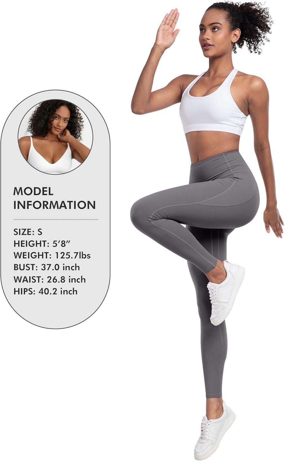 imageLZYVOO Leggings with Pockets for Women 6 Packs Soft High Waisted Tummy Control Workout Yoga PantsBlack black black gray navy brown