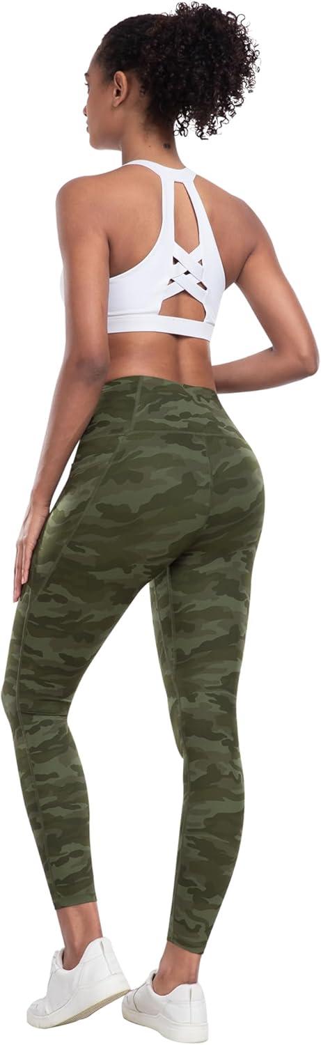 imageLZYVOO Leggings with Pockets for Women 6 Packs Soft High Waisted Tummy Control Workout Yoga PantsBlack black gray camo Green camo Gray