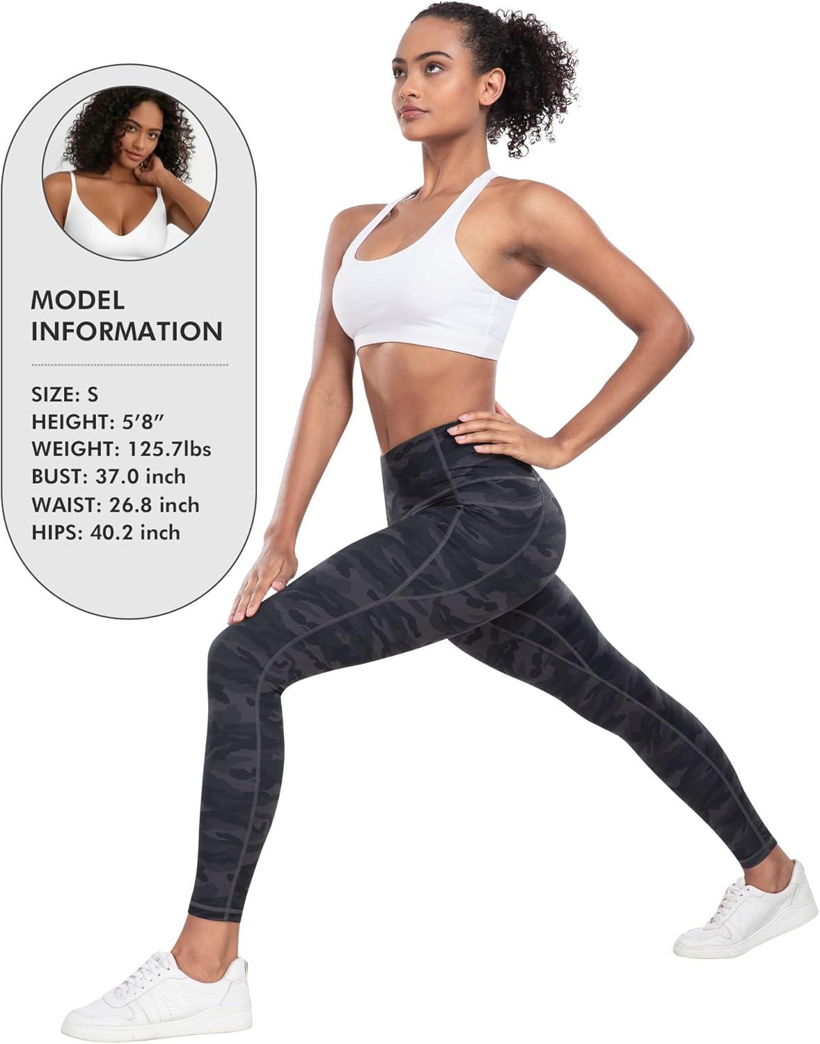 imageLZYVOO Leggings with Pockets for Women 6 Packs Soft High Waisted Tummy Control Workout Yoga PantsBlack black gray camo Green camo Gray