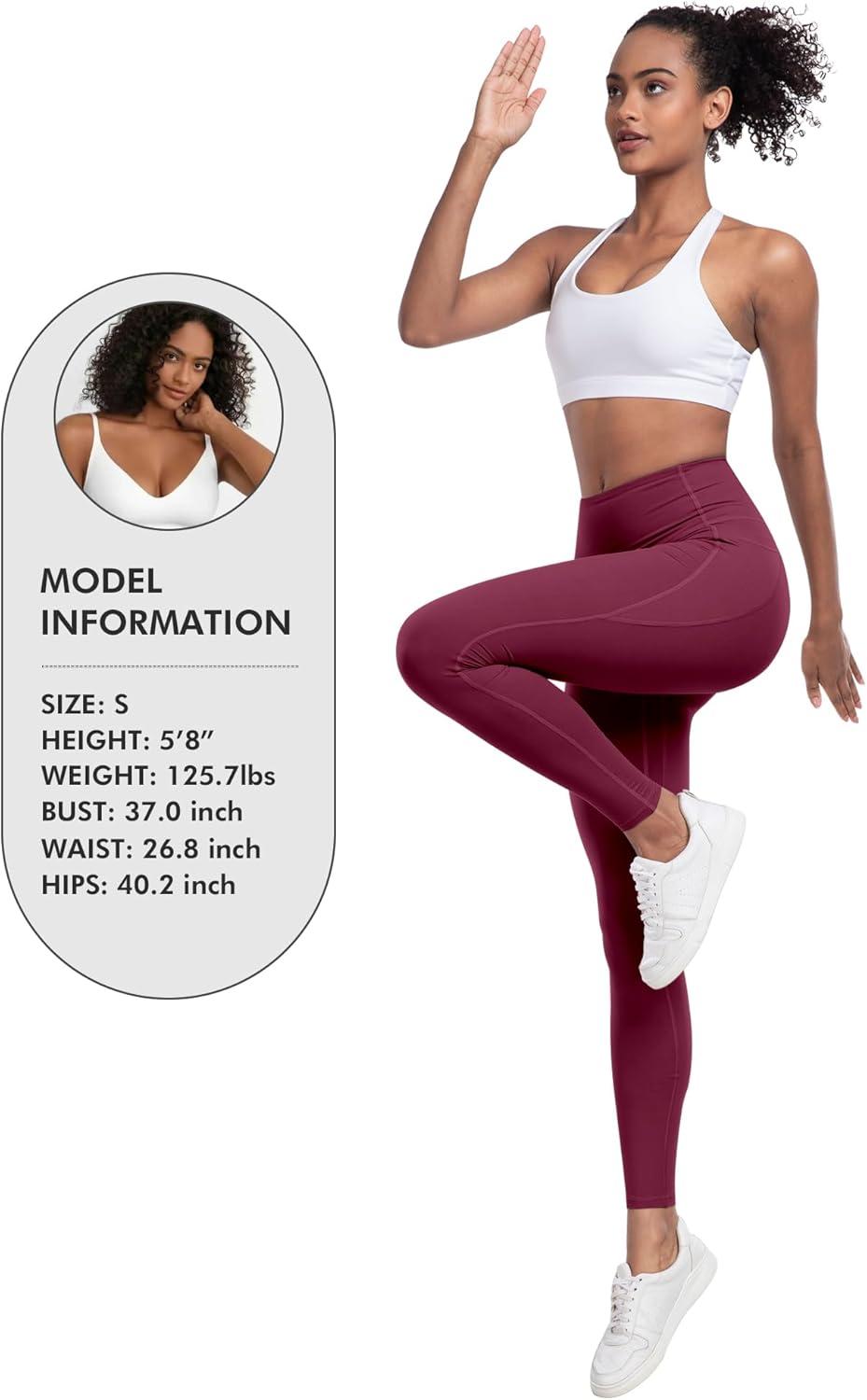 imageLZYVOO Leggings with Pockets for Women 6 Packs Soft High Waisted Tummy Control Workout Yoga PantsBlack gray navy army Green burgundy coral Red