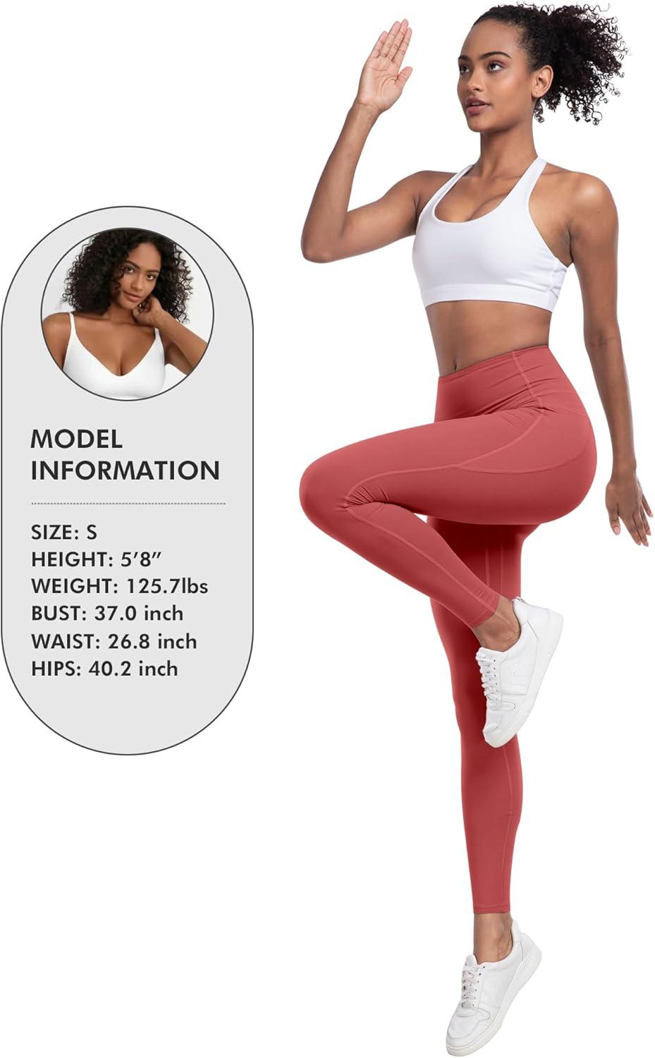 imageLZYVOO Leggings with Pockets for Women 6 Packs Soft High Waisted Tummy Control Workout Yoga PantsBlack gray navy blue coral Red grass Green