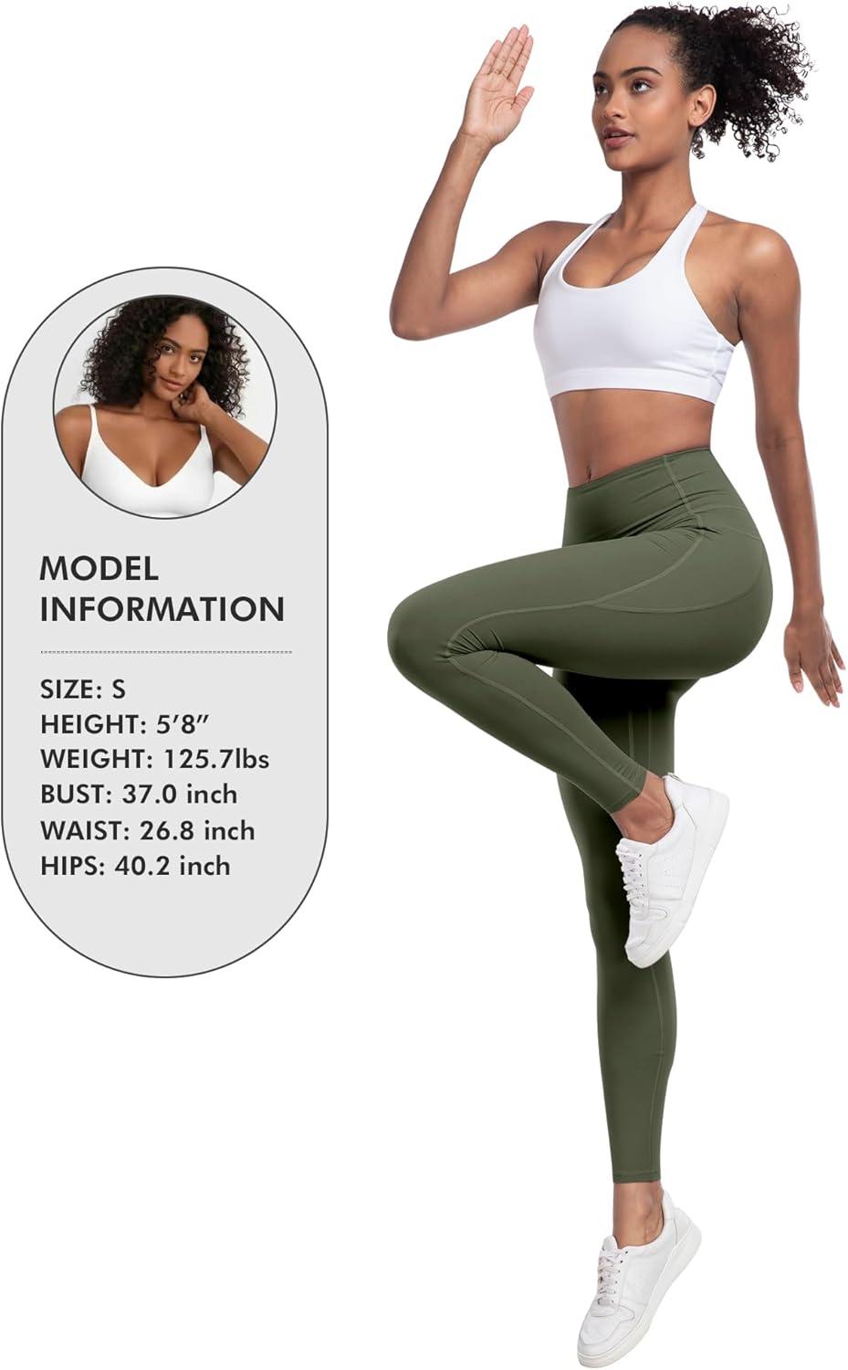 imageLZYVOO Leggings with Pockets for Women 6 Packs Soft High Waisted Tummy Control Workout Yoga PantsBlack gray navy burgundy army Green brown