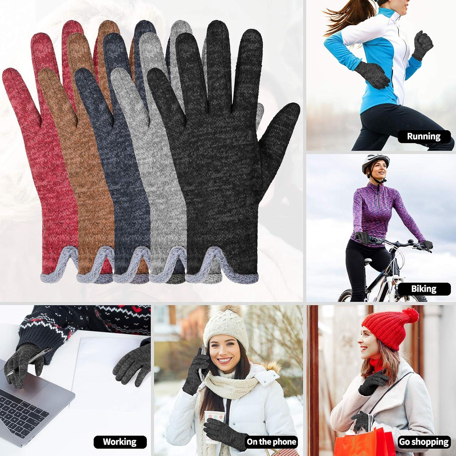 imageAchiou Gloves for Women Winter Touchscreen Warm Soft Comfortable Elastic Fluff Lined Texting Glove for Traveling Working