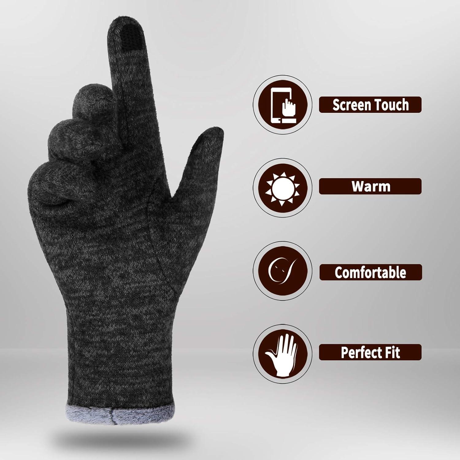imageAchiou Gloves for Women Winter Touchscreen Warm Soft Comfortable Elastic Fluff Lined Texting Glove for Traveling Working