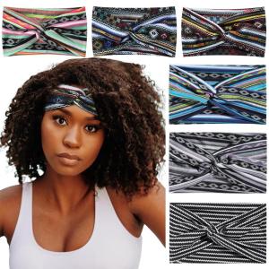 Achiou Boho Headbands for Women, Twist Knotted Head Bands for Women’s Curly Hair Non Slip, Wide Turban Cloth Hairbands, Elastic Hair Accessories for Girls Yoga 6 Pack Two Size(Combination C)