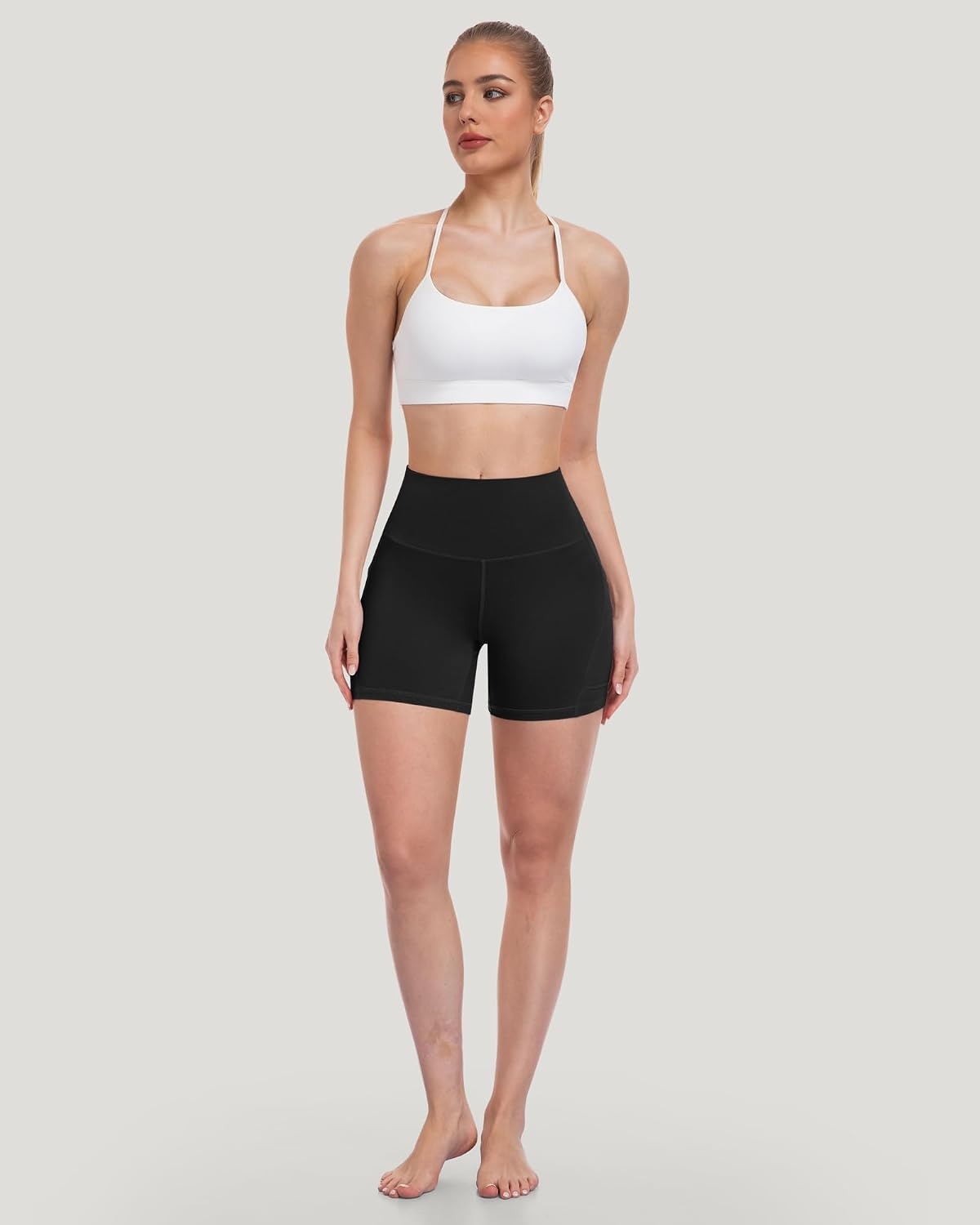 image:imageLZYVOO Women 5 Biker Shorts with Pockets High Waist Tummy Control Workout Yoga ShortsBlackBlackBlackBlackBlackBlackBlack