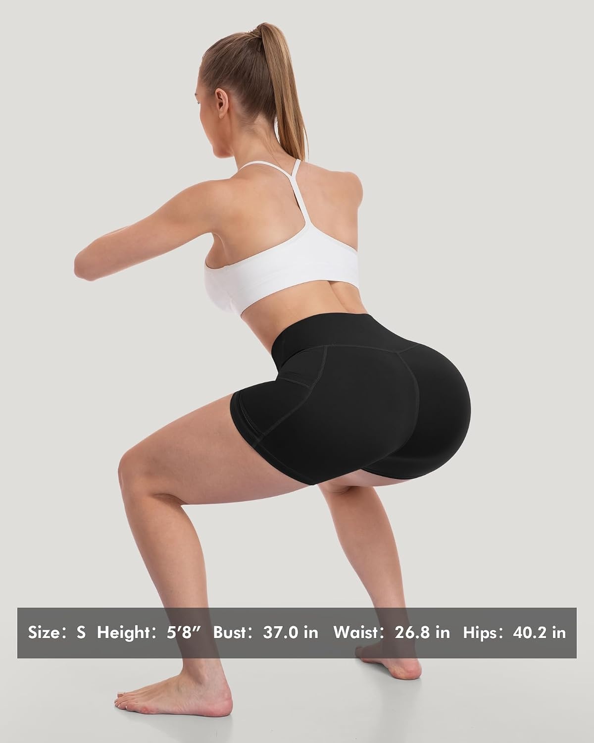 image:imageLZYVOO Women 5 Biker Shorts with Pockets High Waist Tummy Control Workout Yoga ShortsBlackBlackBlackBlackBlackBlackBlack