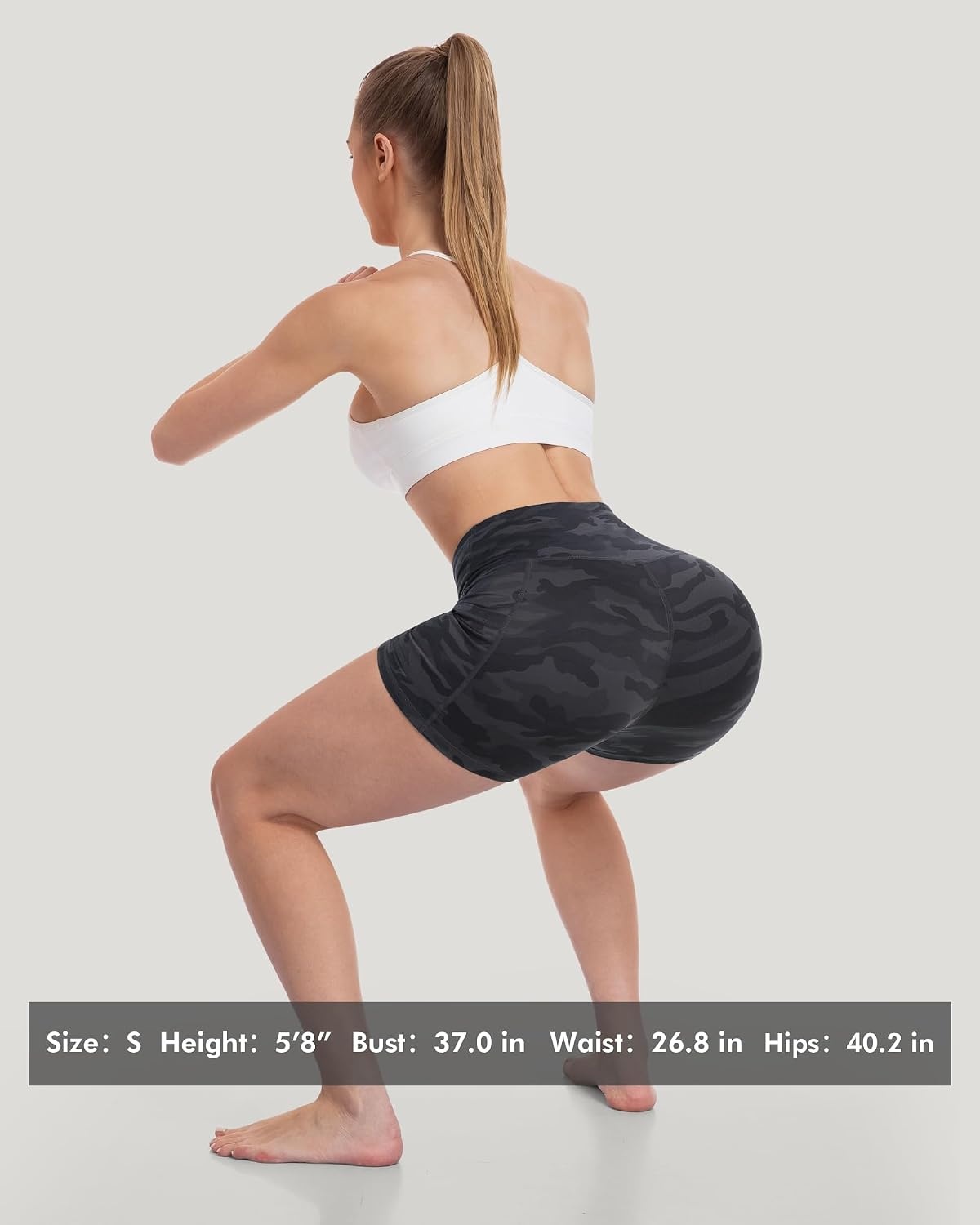 image:imageLZYVOO Women 5 Biker Shorts with Pockets High Waist Tummy Control Workout Yoga ShortsBlackBlackBlackGreyNavyCamo GreenGamo Grey