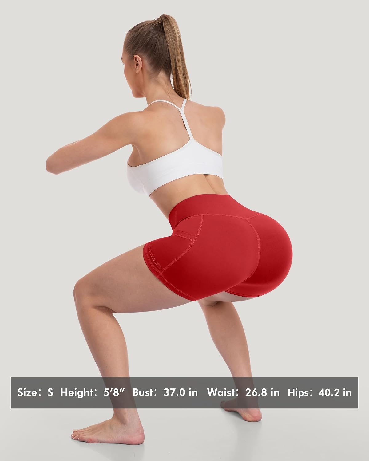 image:imageLZYVOO Women 5 Biker Shorts with Pockets High Waist Tummy Control Workout Yoga ShortsBlackGreyNavyBrownCassisRedRoyal Blue