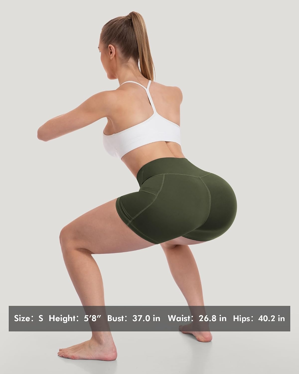 image:imageLZYVOO Women 5 Biker Shorts with Pockets High Waist Tummy Control Workout Yoga ShortsBlackGreyNavyBrownGreenBurgundyPurple