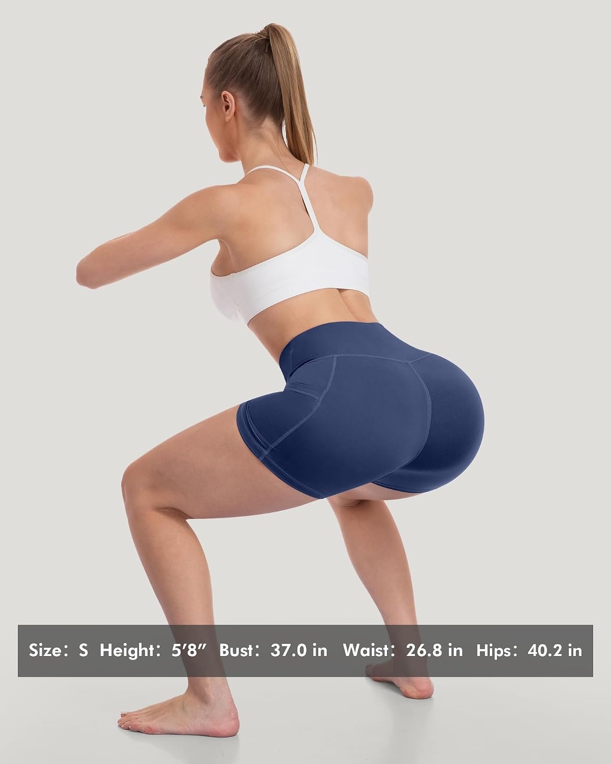 image:imageLZYVOO Women 5 Biker Shorts with Pockets High Waist Tummy Control Workout Yoga ShortsBlackGreyNavyBurgundyGreenBrownCassis