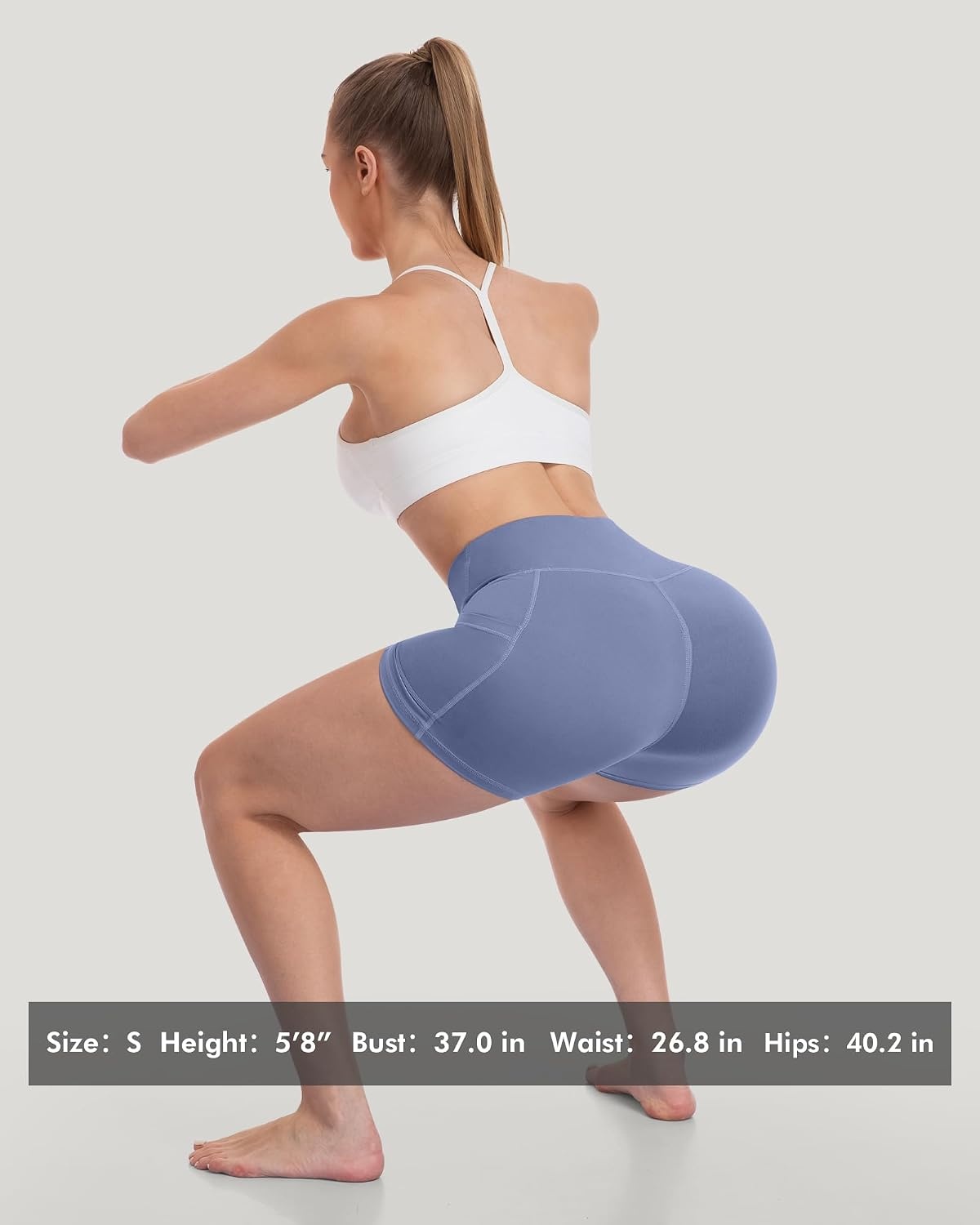 image:imageLZYVOO Women 5 Biker Shorts with Pockets High Waist Tummy Control Workout Yoga ShortsBlackGreyNavyTealPinkBluePurple