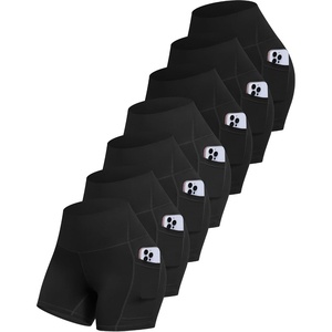 LZYVOO Women 5″ Biker Shorts with Pockets, High Waist Tummy Control Workout Yoga Shorts(Black/Black/Black/Black/Black/Black/Black)