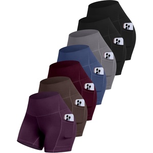LZYVOO Women 5″ Biker Shorts with Pockets, High Waist Tummy Control Workout Yoga Shorts(Black/Black/Grey/Navy/Brown/Cassis/Purple)