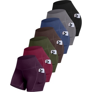 LZYVOO Women 5″ Biker Shorts with Pockets, High Waist Tummy Control Workout Yoga Shorts(Black/Grey/Navy/Brown/Green/Burgundy/Purple)