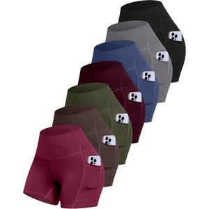 LZYVOO Women 5″ Biker Shorts with Pockets, High Waist Tummy Control Workout Yoga Shorts(Black/Grey/Navy/Burgundy/Green/Brown/Cassis)