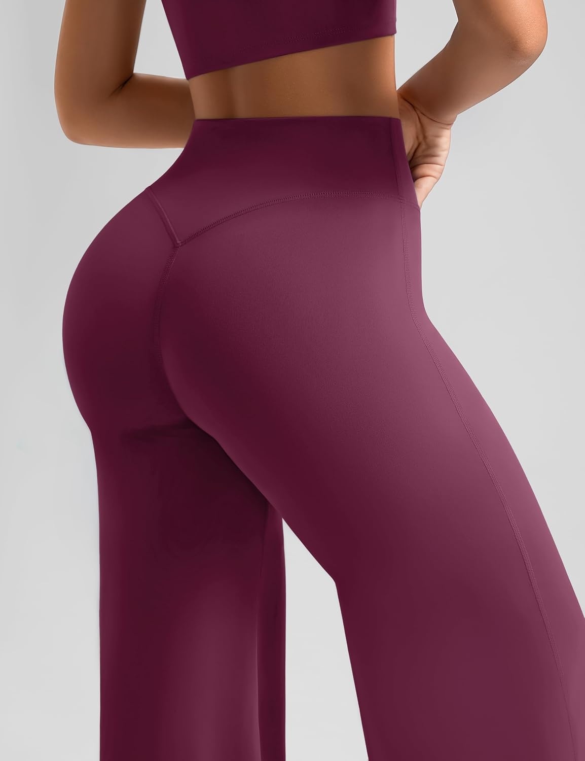 image:imageWomens Workout Sets 2 Piece Crop Short Sleeve Shirt High Waist Straight Wide Leg Yoga Pants Matching Gym Summer OutfitPurple