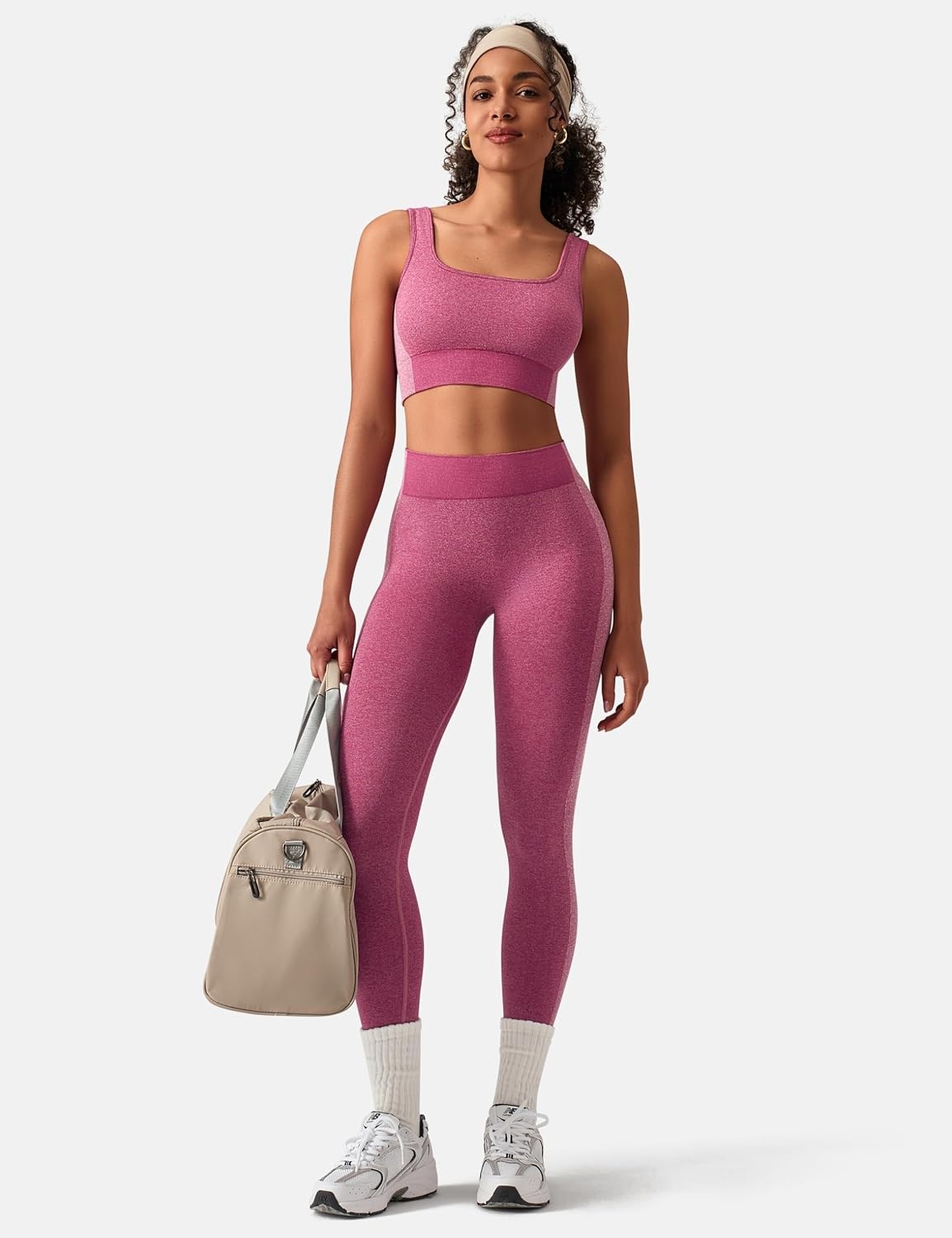 image:imageOLCHEE Womens Workout Sets 2 Piece Square Neck Sports Bra LeggingsOrchid Purple