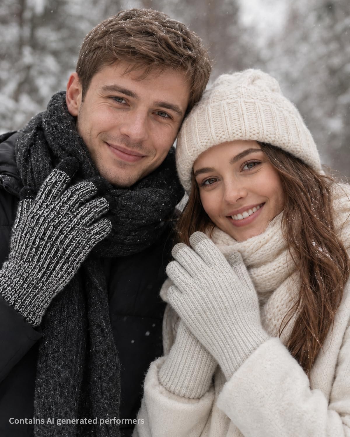 image:imageAchiou Winter Gloves for Men Women Thermal Fleece Lined Touchscreen KnitLight Gray