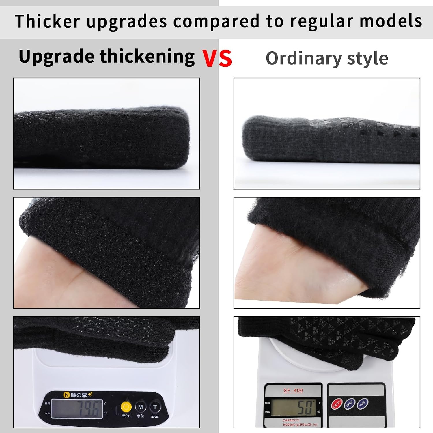 image:imageAchiou Winter Touchscreen Gloves Men Women Thick DualLayer Warm KnitBlack