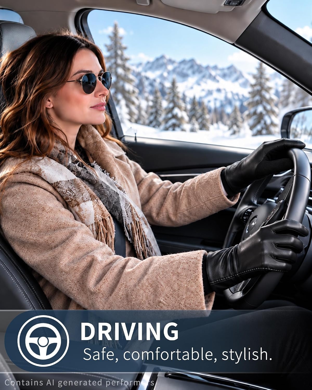 image:imageAchiou Womens Winter Gloves Faux Leather Touchscreen Driving GlovesBlack