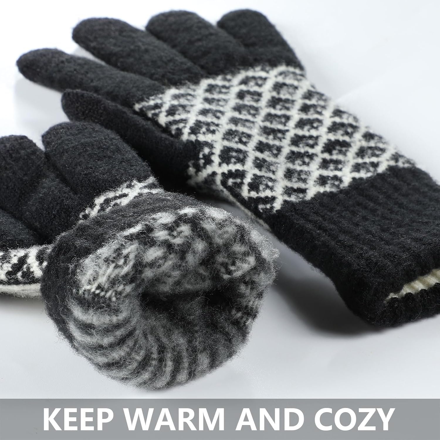 image:imageAchiou Womens Winter Gloves for Cold Weather Touchscreen Texting WarmBlack