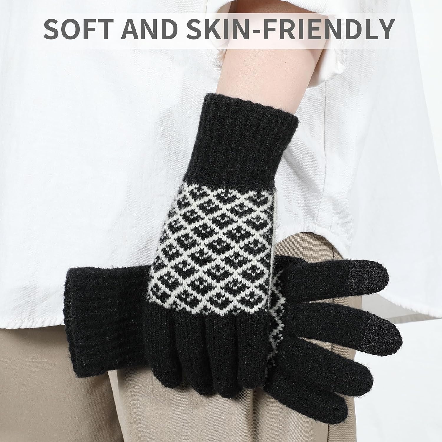 image:imageAchiou Womens Winter Gloves for Cold Weather Touchscreen Texting WarmBlack