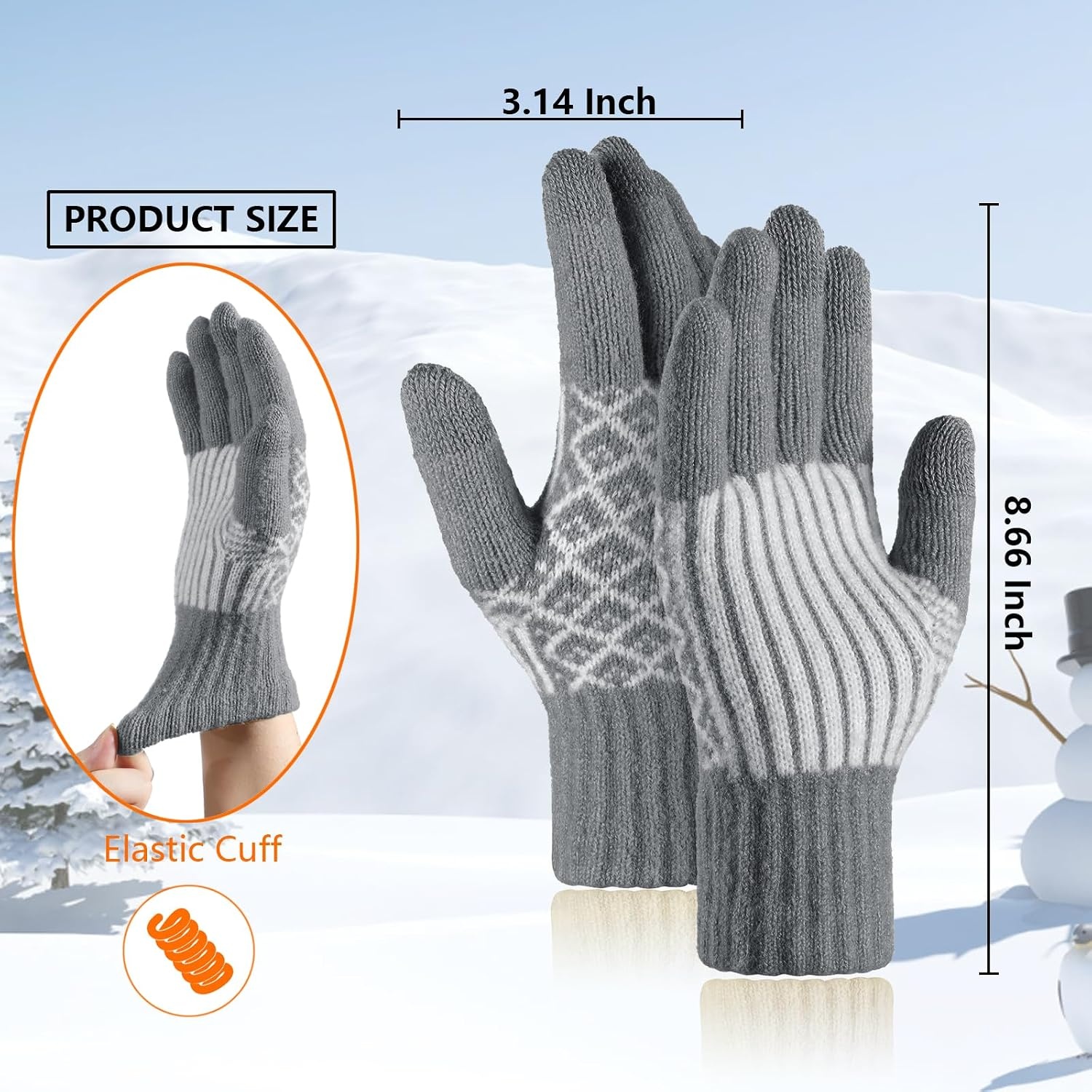 image:imageAchiou Womens Winter Gloves for Cold Weather Touchscreen Texting WarmDark Grey