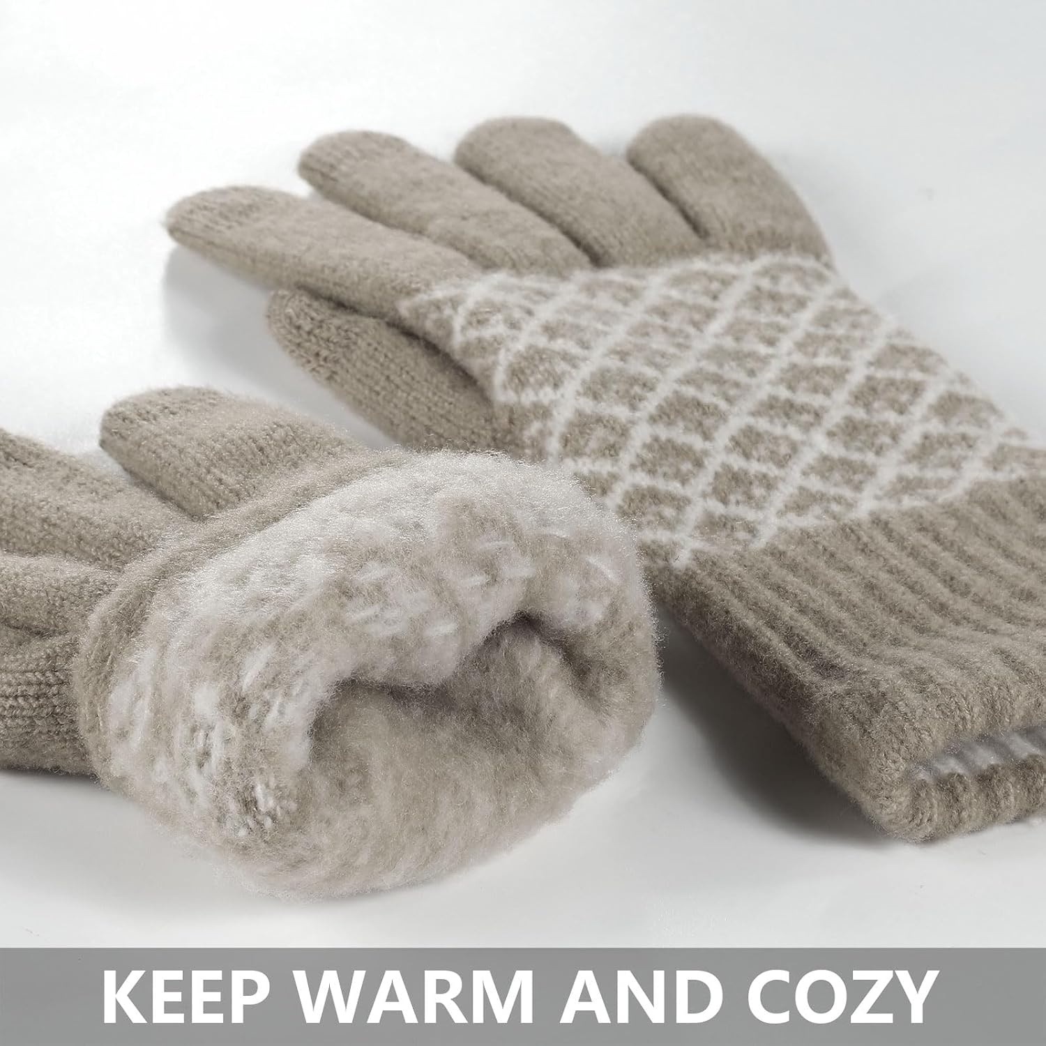 image:imageAchiou Womens Winter Gloves for Cold Weather Touchscreen Texting WarmKhaki