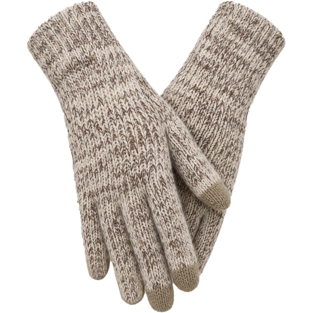 image:imageAchiou Winter Gloves for Men Women Thermal Fleece Lined Touchscreen KnitKhaki