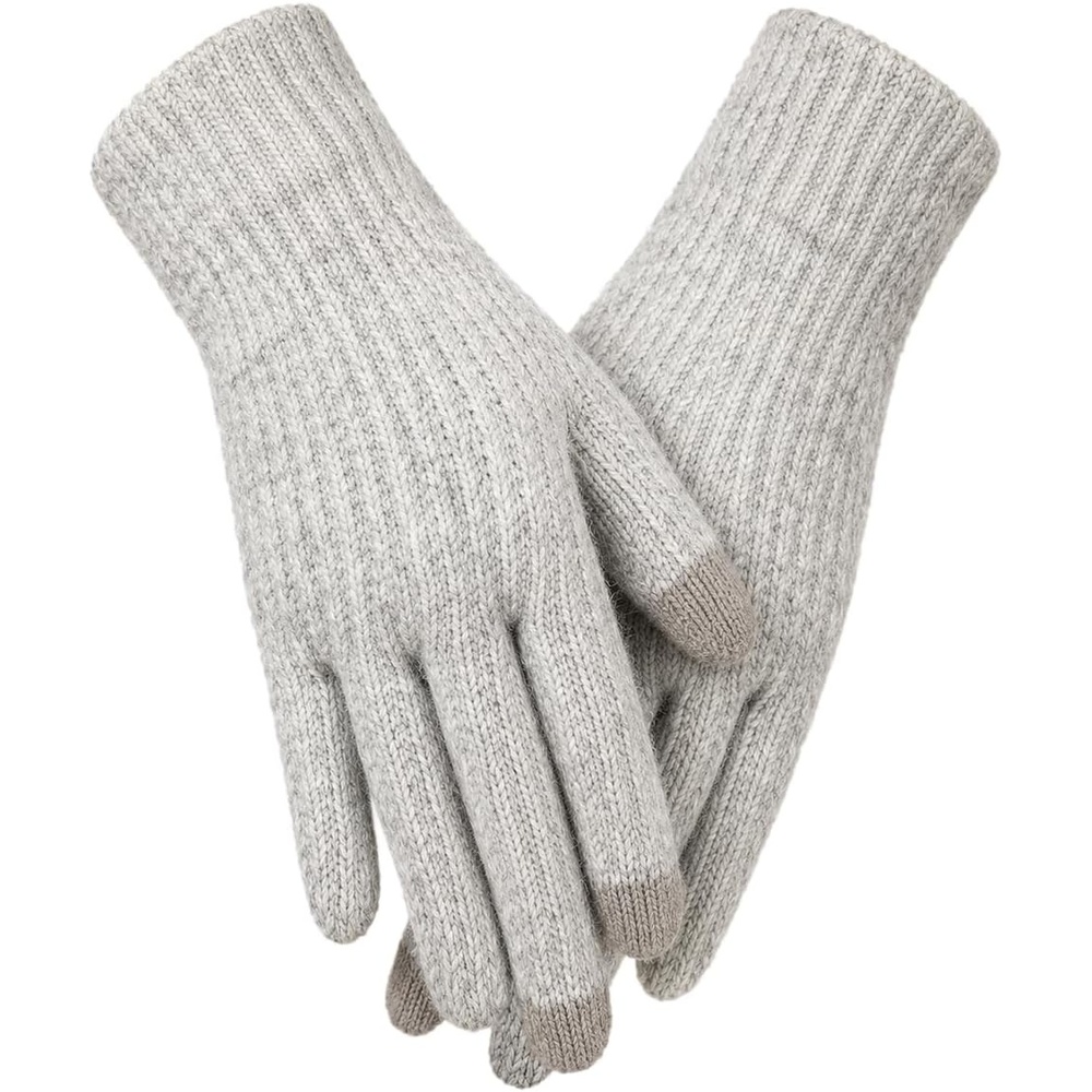 image:imageAchiou Winter Gloves for Men Women Thermal Fleece Lined Touchscreen KnitLight Gray