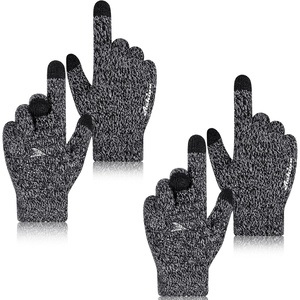 Achiou Winter Gloves Touch Screen for Men & Women, 2 Pairs Soft Knit(2 Black & White)