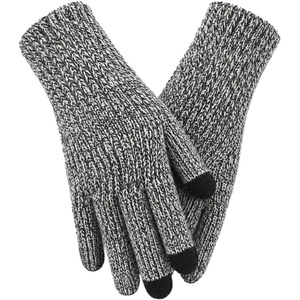 Achiou Winter Gloves for Men Women, Thermal Fleece Lined Touchscreen Knit(Black)