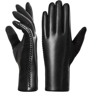 Achiou Womens Winter Gloves, Faux Leather Touchscreen Driving Gloves(Black)