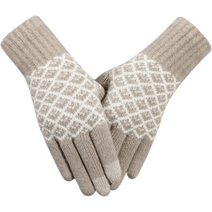 Achiou Women’s Winter Gloves for Cold Weather Touchscreen Texting Warm(Khaki)