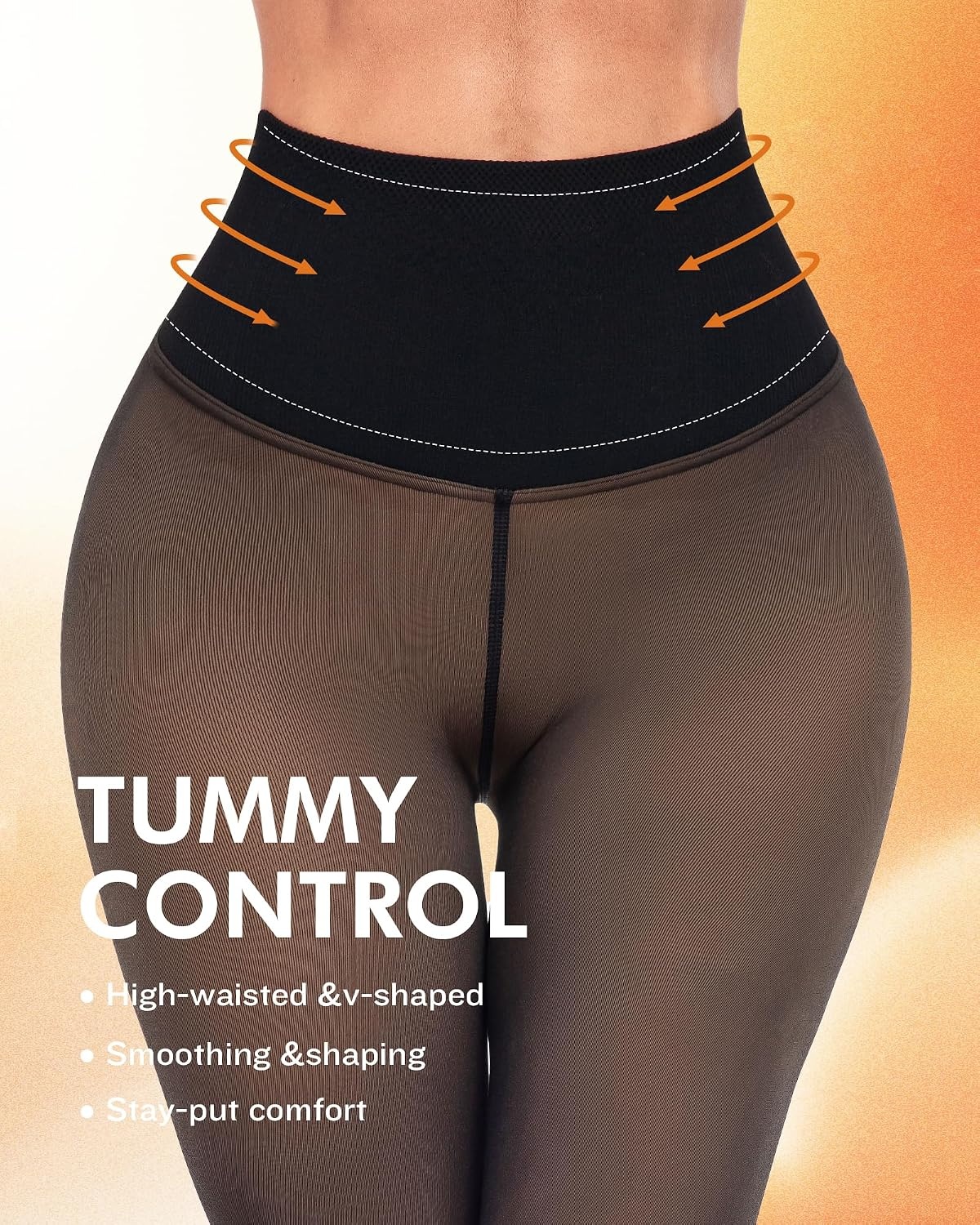 image:imageLZYVOO Fleece Lined Winter Tights Women Fake Translucent Warm Pantyhose Sheer Thick Thermal Tights LeggingsTummy Control Coco