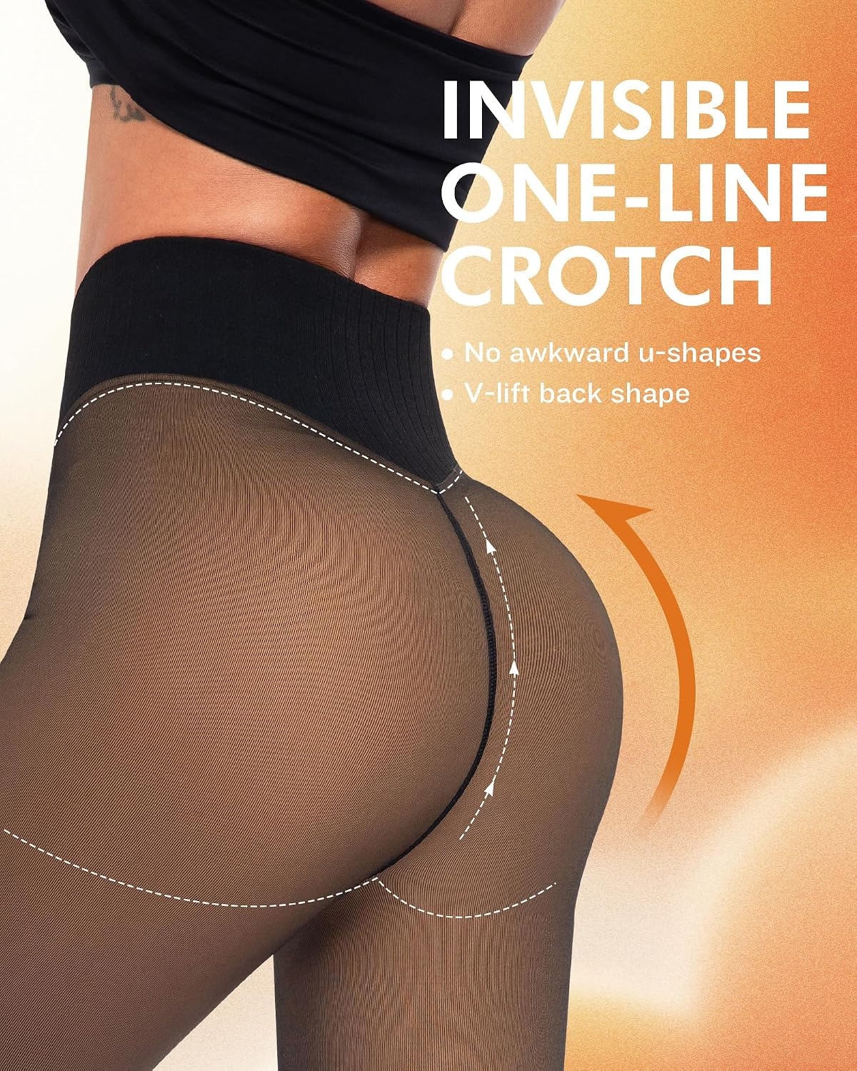 image:imageLZYVOO Fleece Lined Winter Tights Women Fake Translucent Warm Pantyhose Sheer Thick Thermal Tights LeggingsTummy Control Honey