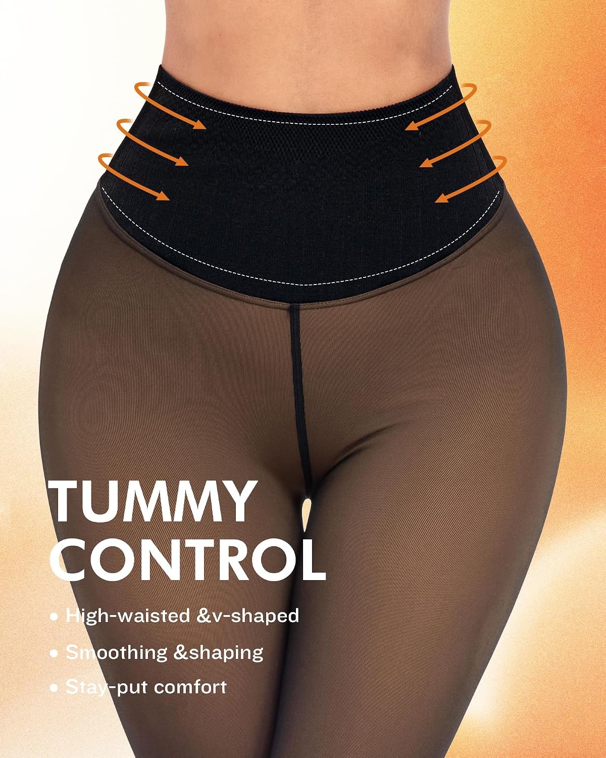 image:imageLZYVOO Fleece Lined Winter Tights Women Fake Translucent Warm Pantyhose Sheer Thick Thermal Tights LeggingsTummy Control Honey
